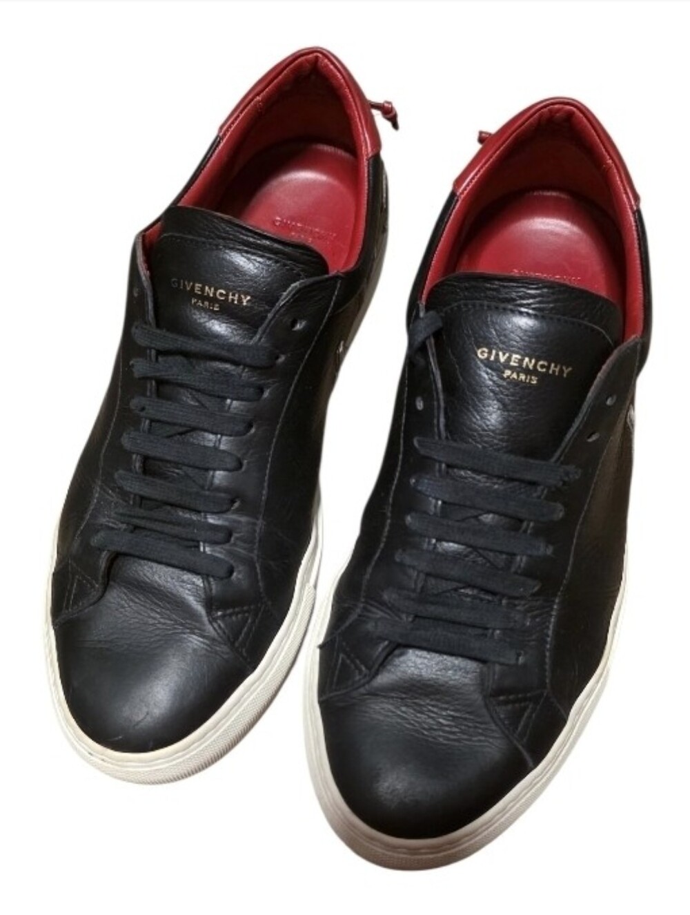 Givenchy Urban Street Leather Low-Top Sneakers In Black And Red Size 41